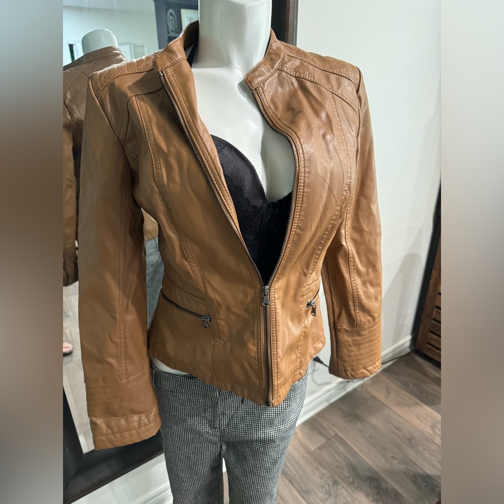Faux leather moto jacket